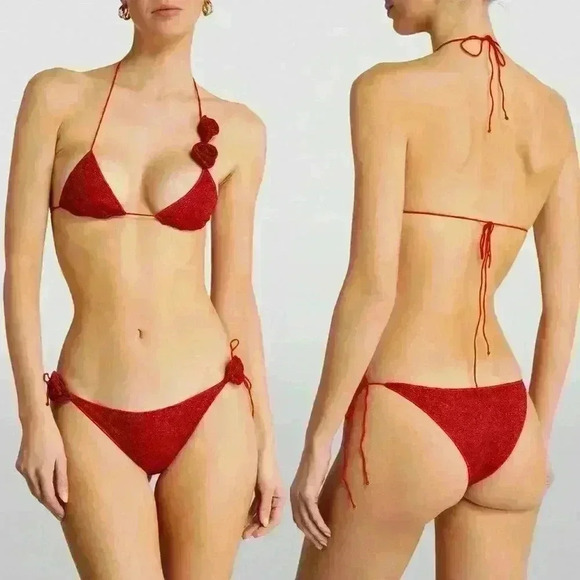 NWT Oseree Red Rose Lumière Triangle Bikini SET - Picture 2 of 15